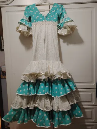 Traje Flamenca Talla 8 Verde Agua