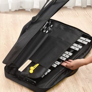 Kit de Campanas Glockenspiel de 30 Notas, Conjunto de Instrumentos de Percusión Profesional con Mallets, Palos de Batería, Soporte de Música, Pad de Práctica de 203 mm / 8", Soporte Ajustable y Bo...