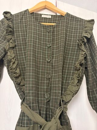 Mono Banoffee cuadros verde y marrón