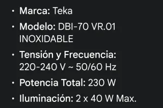 Botón campana Teka con lámparas