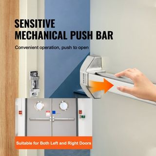 Barras de Empuje para Puertas, Barras de Pánico de Acero Inoxidable para Puertas de Salida, con Palanca Exterior y 3 Llaves, Dispositivo de Salida de Barra de Empuje para Puertas de Metal y Madera...