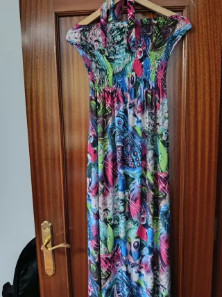 Vestido largo estampado halter