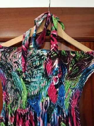 Vestido largo estampado halter