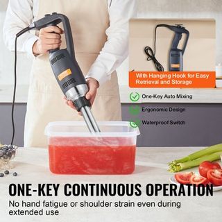 Batidora de Inmersión Comercial, Mezclador de Mano Pesado de 350W, Mezclador de Velocidad Variable Sin Escalas de 10 pulgadas con Cuchilla de Acero Inoxidable, Mezclador Portátil Multiusos para So...