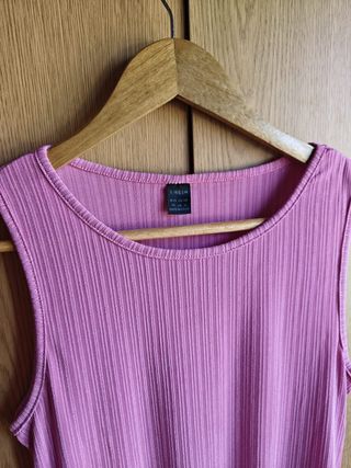 Body SHEIN Malha Canelada Rosa