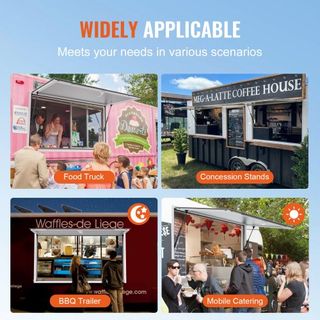 Ventana de Concesión 36"x24", Ventana de Servicio para Camiones de Comida de Aleación de Aluminio con Puerta de Toldillo y Gancho de Arrastre, Ventana de Servicio de Pie hasta 85 Grados para Camio...