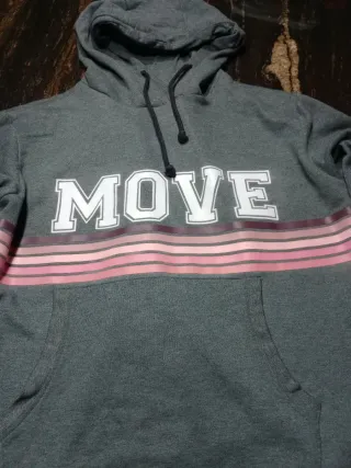 Sudadera con capucha gris y rosa Talla M