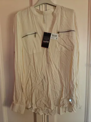 Camisa Totto Beige con Cremalleras