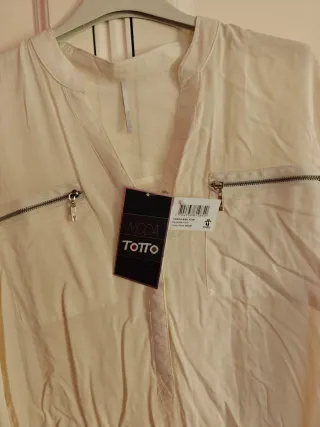 Camisa Totto Beige con Cremalleras