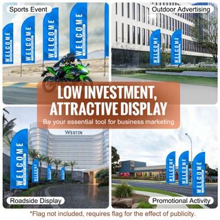 Kit de Poste de Bandera de Plumas, 2 Paquetes de Poste de Bandera Swooper de 12.7 pies, Postes de Bandera para Publicidad de Negocios al Aire Libre, con Estacas de Tierra y una Bolsa de Transporte...