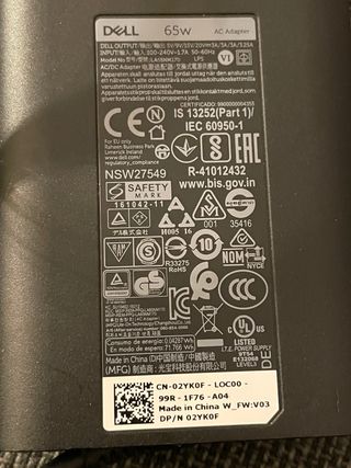 Cargador Portátil Dell LA65NM170