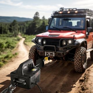 2-en-1 Polipasto Eléctrico Portátil Winch de Potencia 499 kg Control Remoto Inalámbrico