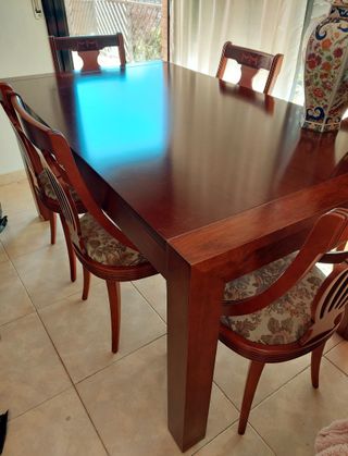 MesaComedorExtensibleMADERA maciza(160-260)+sillas
