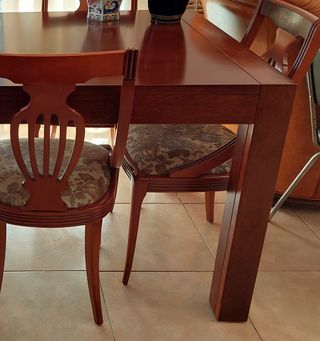 MesaComedorExtensibleMADERA maciza(160-260)+sillas