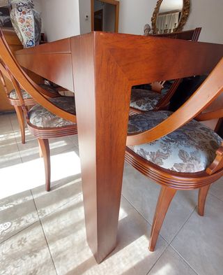 MesaComedorExtensibleMADERA maciza(160-260)+sillas