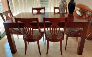 MesaComedorExtensibleMADERA maciza(160-260)+sillas