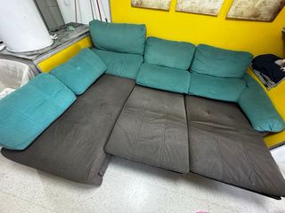 Sofá modular marrón y verde