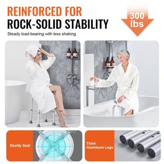 Silla de Ducha Giratoria 360 Grados, Taburete de Ducha de Altura Ajustable, Silla de Baño para Ducha o Bañera, Asiento de Banco Antideslizante para Ancianos, Discapacitados y Personas con Movilida...