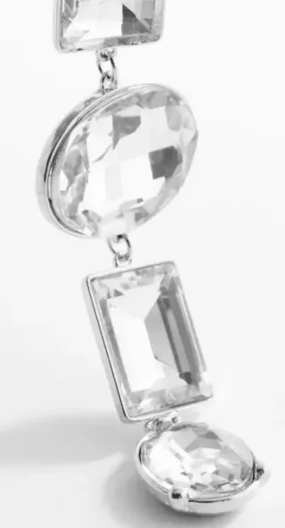 Pendientes colgantes plateados con cristales