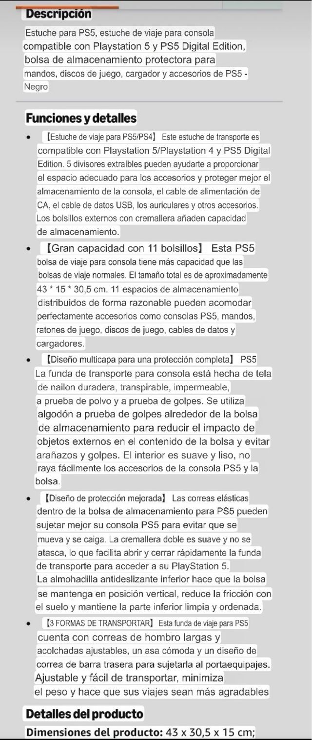 Estuche para PS5/PS4 mandos, auriculares,juegos...