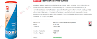 Vebi Duracid polvere 500g insetticida
