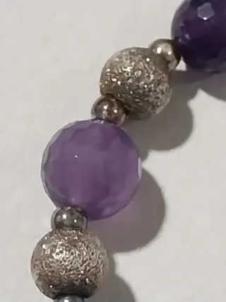 Pulsera Plata Amatista y Bolas Lisasff