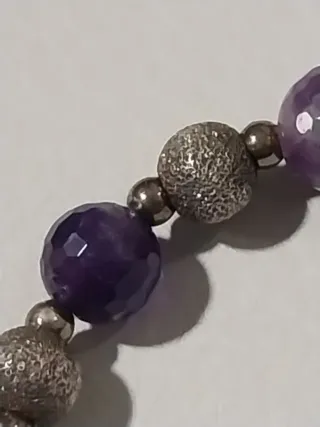 Pulsera Plata Amatista y Bolas Lisasff