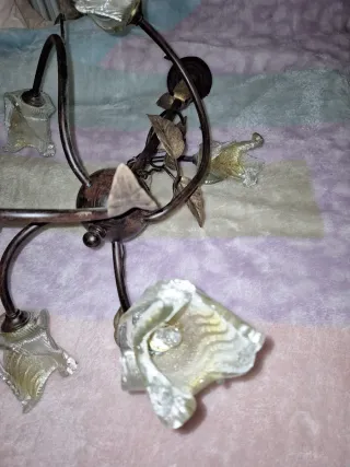 Lámpara de techo floral metal y cristal