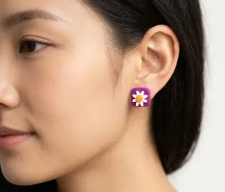 Pendientes florales arcilla polimérica artesanales