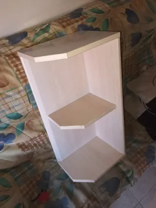 Estantería Rinconera Madera Beige/Blanca