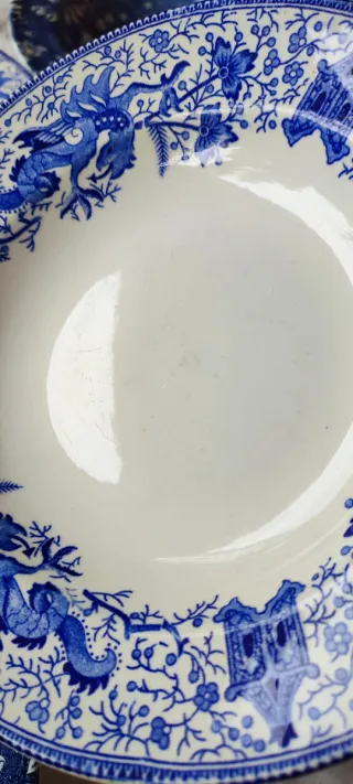 6 piatti fondi vintage blu e bianchi