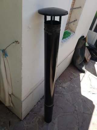 Estufa de leña con cristal, mas tubos unos 5 metro