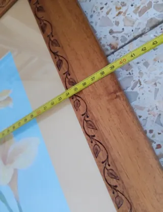 Cuadro flores amarillas Marcó de madera  y cristal