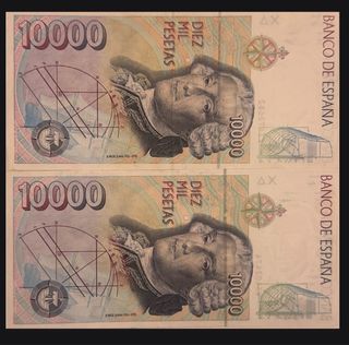 2 Billetes 10000 Pesetas España 1992