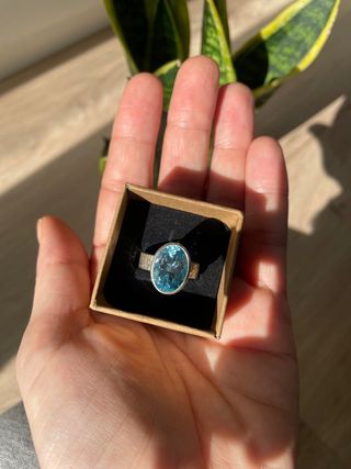 Anillo Plata Ley Hecho a Mano Azul