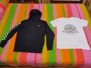 Sudadera capucha Vans + camiseta Quiksilver.