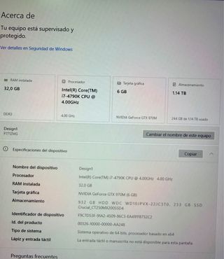 Portátil Gaming i7 32GB RAM GTX SSD 17”