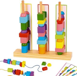 Juego Montessori Patrones Bloques Madera