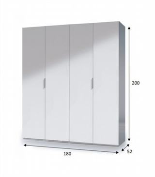 Armario 180x200x52 cm. Blanco Brillo