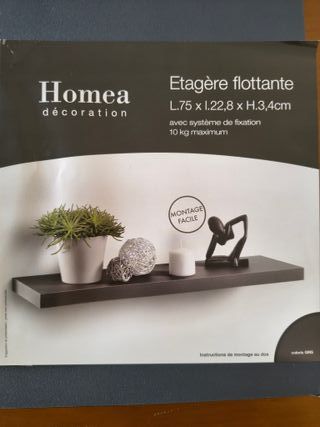 Módulo Inicio 6RAN792BC - Estante en MDF, 75 x 22.8 x 3.4 cm, Color, MDF, Gris/Antracita, 75 x 3,4 cm x P22,8