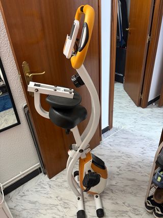 Bicicleta Estática Plegable Naranja y Blanca