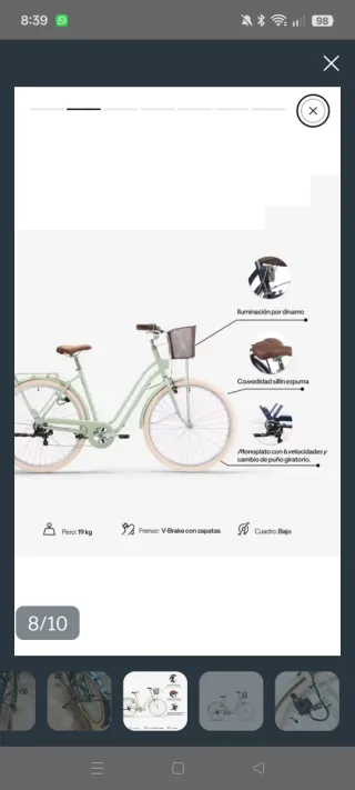 Bicicleta de paseo mint con cesta