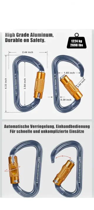 Mosquetón de escalada aluminio SOB