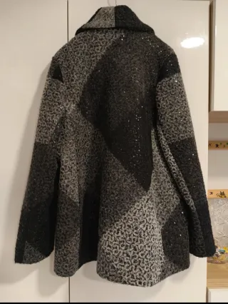 Cappotto donna lana e paillettes taglia XL