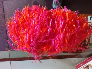 Disfraz Animadora Naranja y Rosa con pompones