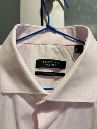 Camisa Tailored Fit Blanca y Rosa