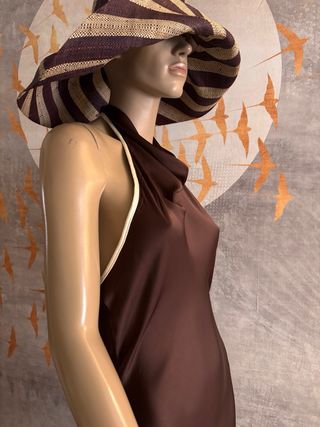 Vestido Zara Halter Satén Marrón T M