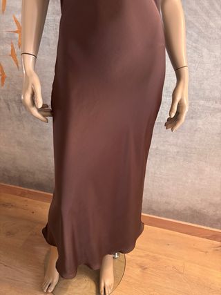 Vestido Zara Halter Satén Marrón T M