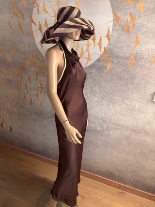 Vestido Zara Halter Satén Marrón T M