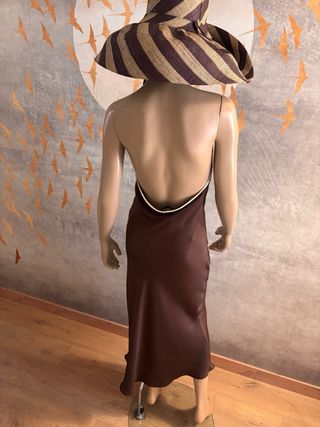 Vestido Zara Halter Satén Marrón T M